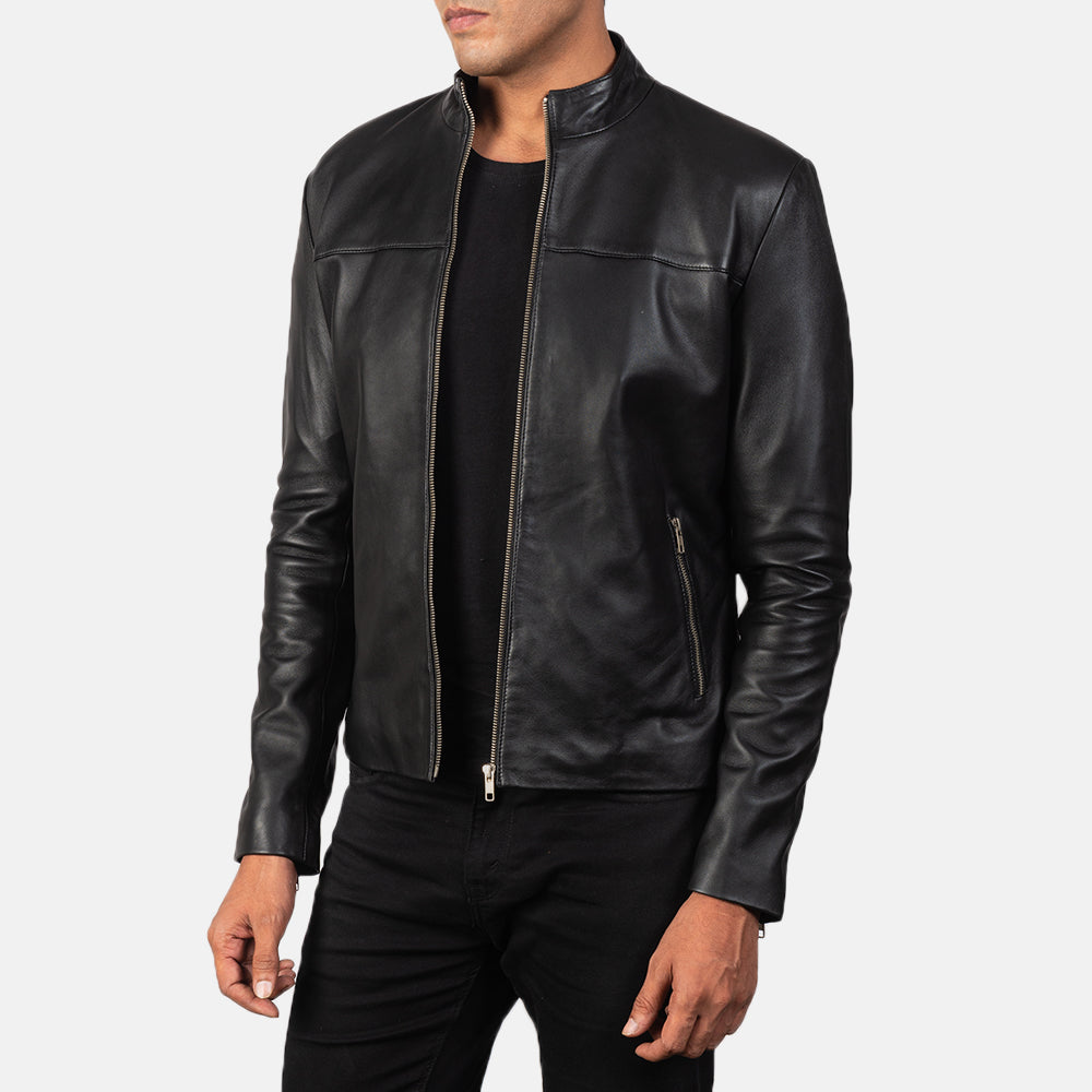 Adornica Black Leather Biker Jacket - Image 2