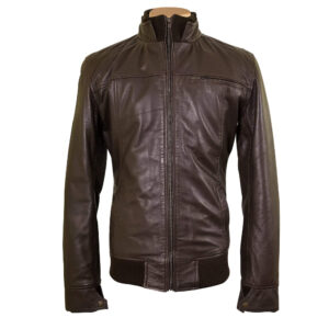 Brownleatherjacketwithstraightribbedcollar_cuffsandhem-1